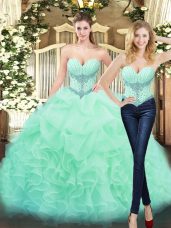Gorgeous Sleeveless Lace Up Floor Length Beading and Ruffles Quinceanera Dresses