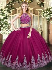 Sleeveless Zipper Floor Length Beading and Appliques Quinceanera Gown