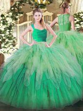 Floor Length Multi-color Sweet 16 Quinceanera Dress Straps Sleeveless Zipper