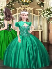 Sleeveless Lace Up Floor Length Beading Pageant Dresses