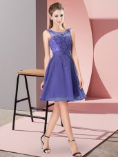 Sleeveless Knee Length Appliques Zipper Quinceanera Dama Dress with Lavender