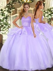 Lavender Sleeveless Beading and Ruffles Floor Length Sweet 16 Dress