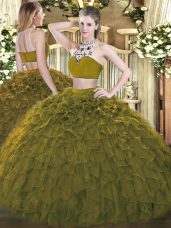 Flirting Sleeveless Beading and Ruffles Backless 15 Quinceanera Dress