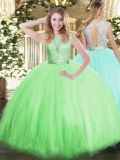 Simple Sleeveless Lace Floor Length 15th Birthday Dress