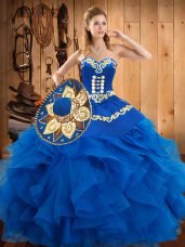 Sleeveless Embroidery and Ruffles Lace Up Quinceanera Dresses