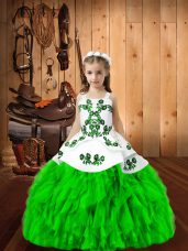 Beauteous Ball Gowns Girls Pageant Dresses Straps Organza Sleeveless Floor Length Lace Up
