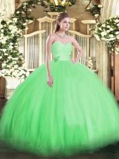 Top Selling Sleeveless Floor Length Beading Lace Up Quinceanera Gowns with Green