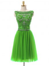 Lovely Empire Dress for Prom Bateau Tulle Sleeveless Mini Length Zipper
