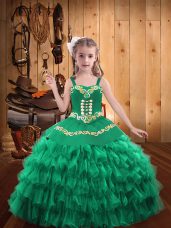 Elegant Floor Length Ball Gowns Sleeveless Turquoise Party Dress for Girls Lace Up