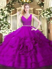 Sleeveless Zipper Floor Length Beading Quinceanera Dresses