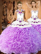 Sleeveless Lace Up Floor Length Embroidery Quinceanera Dress