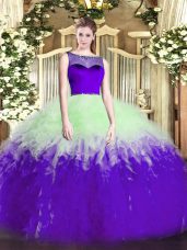 Amazing Tulle Sleeveless Floor Length Quinceanera Gowns and Beading and Ruffles