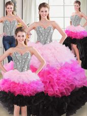 Multi-color Sleeveless Beading and Ruffles Floor Length Quinceanera Dresses