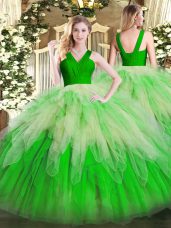New Arrival Sleeveless Zipper Floor Length Ruffles Sweet 16 Dresses