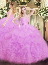 Fancy Sleeveless Beading and Ruffles Lace Up Sweet 16 Dresses