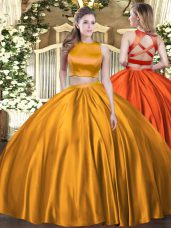 Orange Sleeveless Tulle Criss Cross Quinceanera Dresses for Military Ball and Sweet 16 and Quinceanera
