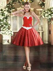 Super Sleeveless Appliques Lace Up Prom Gown