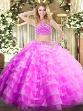 Lilac Sleeveless Tulle Backless Vestidos de Quinceanera for Military Ball and Sweet 16 and Quinceanera