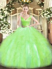 Sexy Sleeveless Beading and Ruffles Zipper Quinceanera Dresses