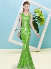 Trendy Floor Length Sequined Sleeveless Sequins