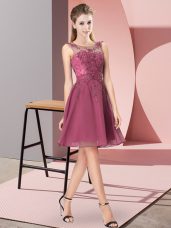 Red Wedding Party Dress Prom and Party and Wedding Party with Appliques Scoop Sleeveless Zipper