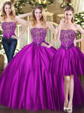 Fashion Floor Length Purple Sweet 16 Quinceanera Dress Sweetheart Sleeveless Lace Up