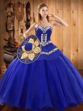 Best Selling Floor Length Blue Quinceanera Gowns Sweetheart Sleeveless Lace Up