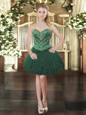 Amazing Sweetheart Sleeveless Organza Homecoming Dress Beading and Ruffles Lace Up
