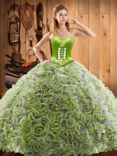 Dynamic With Train Multi-color Vestidos de Quinceanera Sweetheart Sleeveless Sweep Train Lace Up