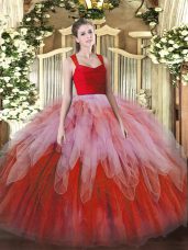 Floor Length Multi-color Sweet 16 Dress Straps Sleeveless Zipper