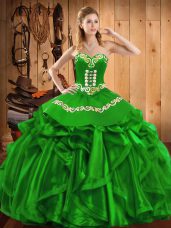 Sleeveless Lace Up Floor Length Embroidery and Ruffles Sweet 16 Quinceanera Dress