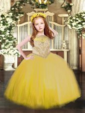 Amazing Scoop Sleeveless Tulle Pageant Dress Toddler Beading Zipper