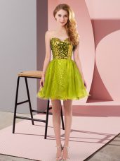 Fashion Olive Green Sleeveless Tulle Zipper Prom Evening Gown for Prom and Party