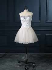 Champagne Sweetheart Neckline Beading and Lace Wedding Gowns Sleeveless Lace Up