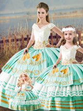 Custom Fit Floor Length Ball Gowns Sleeveless Apple Green Sweet 16 Dress Lace Up