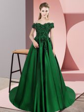 Wonderful Dark Green A-line Lace Vestidos de Quinceanera Zipper Satin Sleeveless