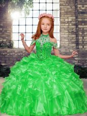 New Arrival High-neck Neckline Beading Child Pageant Dress Sleeveless Lace Up