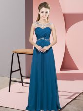 Teal Backless Scoop Beading Homecoming Dress Chiffon Sleeveless