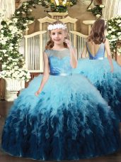 Ruffles Kids Formal Wear Multi-color Backless Sleeveless Floor Length