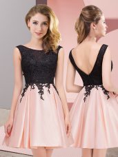 Lace Wedding Party Dress Pink Zipper Sleeveless Mini Length