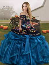 Fantastic Sleeveless Embroidery and Ruffles Lace Up Sweet 16 Dress