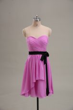 Sleeveless Zipper Knee Length Ruching Prom Gown