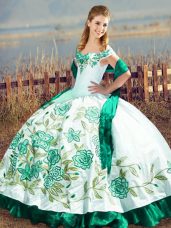 New Arrival Green Sleeveless Embroidery and Ruffles Floor Length Sweet 16 Dresses