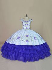Floor Length Ball Gowns Sleeveless Blue and Purple 15th Birthday Dress Lace Up