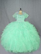 Organza Sleeveless Floor Length Quinceanera Dresses and Beading and Ruffles