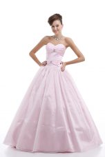 Noble Floor Length Pink Quinceanera Gown Organza Sleeveless Beading