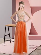 Fashion Sleeveless Lace Up Floor Length Beading Prom Gown