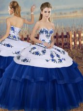 Deluxe Floor Length Ball Gowns Sleeveless Royal Blue Vestidos de Quinceanera Lace Up
