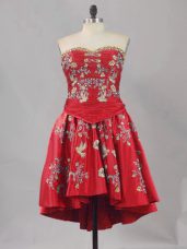 Custom Made Sweetheart Sleeveless Lace Up Homecoming Dresses Red Satin
