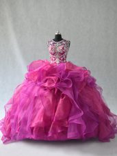 Modest Multi-color Sleeveless Organza Lace Up 15 Quinceanera Dress for Sweet 16 and Quinceanera